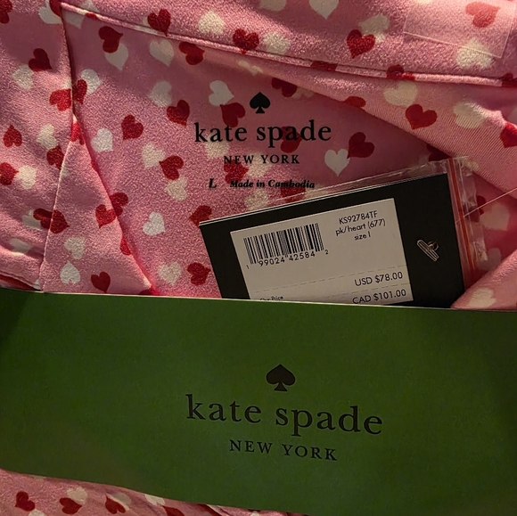 NWT Kate Spade Pink and Red Heart Pajama And 3 Pair Sock Set Pick Your Size - Picture 4 of 6